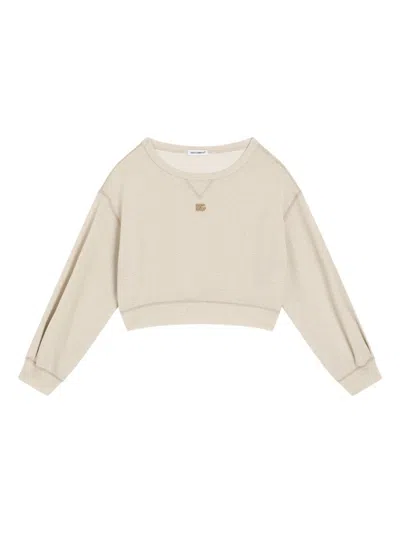 Dolce & Gabbana Kids' Dg-logo Crew-neck Sweatshirt In Neutrals