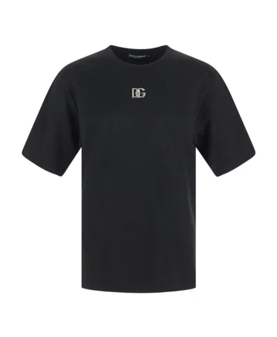 Dolce & Gabbana Dg Logo Crewneck T-shirt In Black