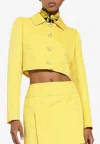 Dolce & Gabbana Dg Logo Cropped Jacket In Yellow