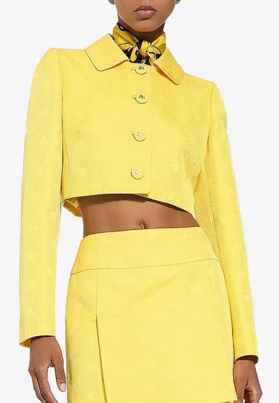 Dolce & Gabbana Dg Logo Cropped Jacket In Yellow