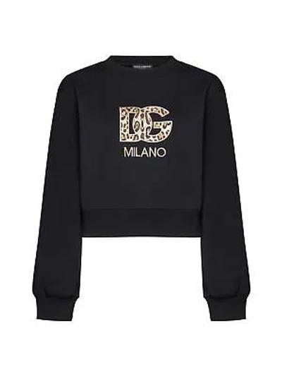 Pre-owned Dolce & Gabbana Dg Logo Cropped Sweatshirt In Nero