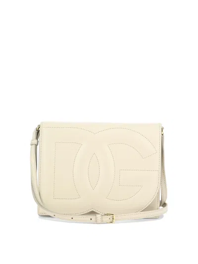 Dolce & Gabbana Dg Logo Leather Crossbody Bag In Sand