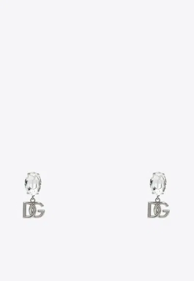 DOLCE & GABBANA DG LOGO CRYSTAL DROP EARRINGS