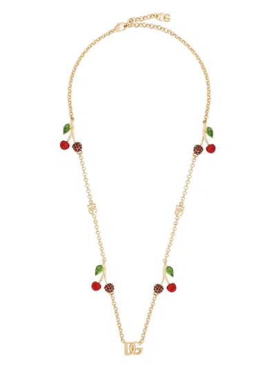 Dolce & Gabbana Dg Logo Crystal-embellished Necklace In Gold