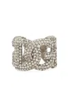 Dolce & Gabbana Dg Logo Crystal-embellished Ring In Silver