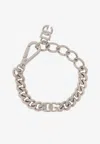 Dolce & Gabbana Dg Logo Cuban-chain Bracelet In Silver