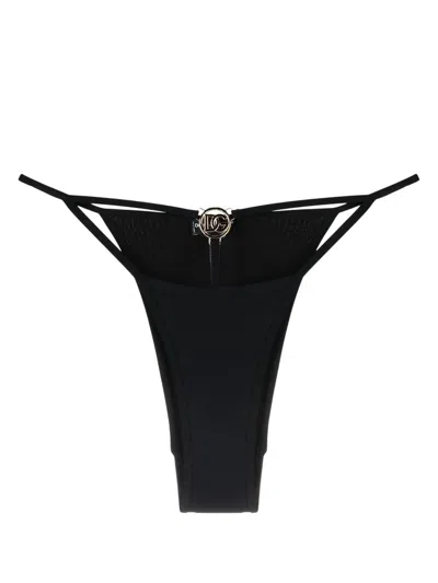 Dolce & Gabbana Logo-plaque Bikini Bottoms In Black