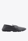 Dolce & Gabbana Leather Loafers With Round Toe And Textured Finish In Black