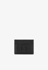 Dolce & Gabbana Dg Logo Deerskin Print Leather Cardholder In Black