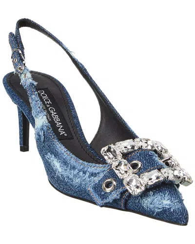 Dolce & Gabbana Dg Logo Denim Slingback Pump In Blue