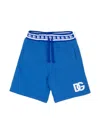 Dolce & Gabbana Boys Blue Cotton Dg Shorts In Blue