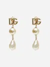 Dolce & Gabbana Drop Earrings With Pearls And Dg Logo
