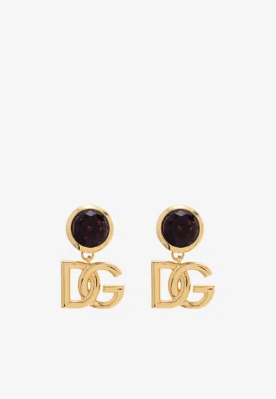 Dolce & Gabbana Dg Logo Drop Earrings In Multi