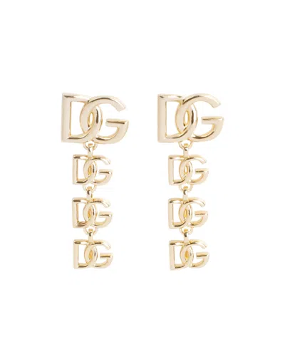 Dolce & Gabbana Dg-logo Drop Earrings In Yellow