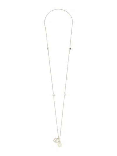Dolce & Gabbana Dg Logo Drop Necklace In Metallic