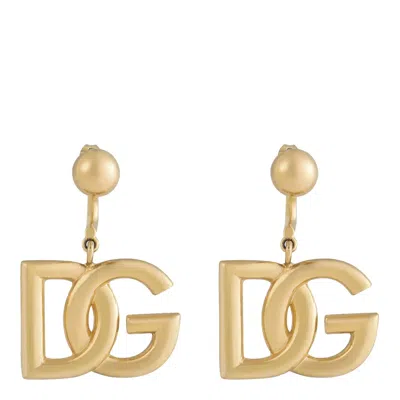 Dolce & Gabbana Dg-logo Drop Earrings In Gold