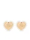 Dolce & Gabbana Heart Earrings With Beaded Detailing In Gold