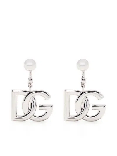 Dolce & Gabbana Dg Logo Earrings In Silver