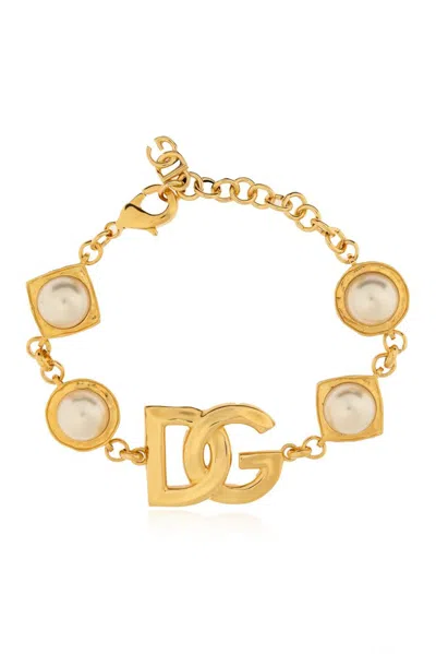 Dolce & Gabbana Dg Logo Embellished Bracelet In Gold