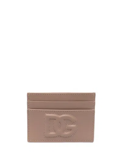 Dolce & Gabbana Dg-logo Embossed Card Holder In Neutrals