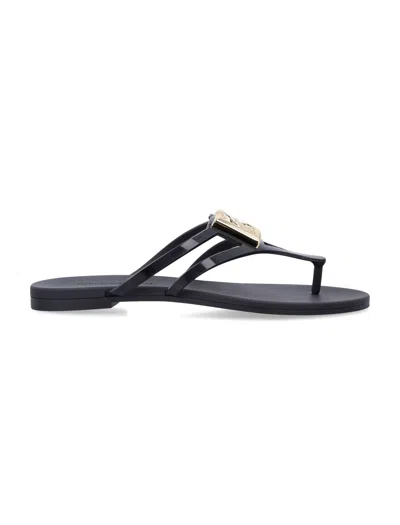 Dolce & Gabbana Black Logo Sandals In Multi
