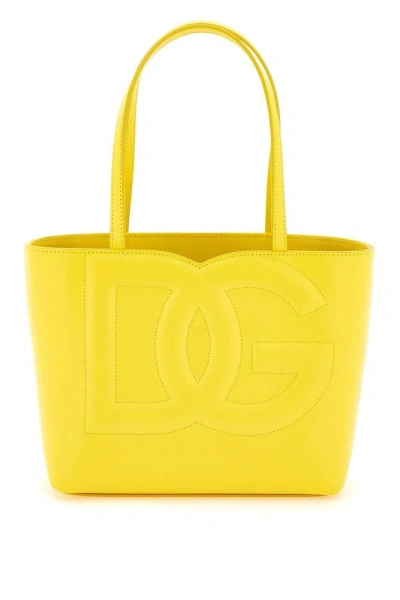 Dolce & Gabbana Dg Logo Embossed Small Tote Bag In Yellow