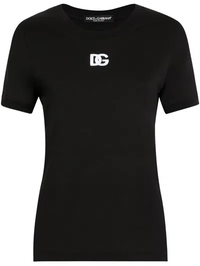 Dolce & Gabbana Dg Logo-embroidered Jersey T-shirt In Black