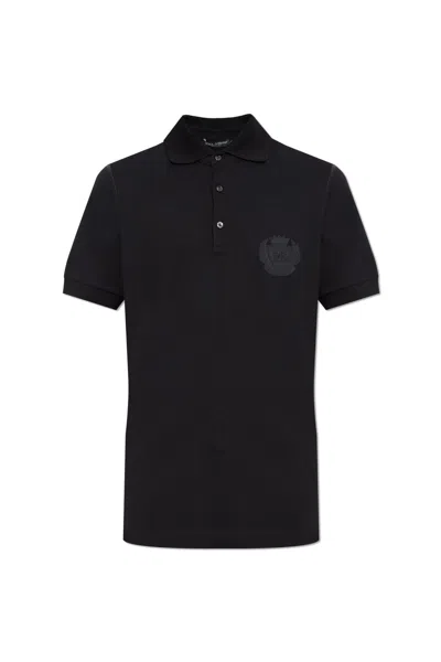 Dolce & Gabbana Dg Logo Embroidered Polo Shirt In Black