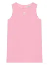 Dolce & Gabbana Dg Logo-embroidered Sleeveless Dress In Pink