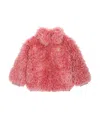 Dolce & Gabbana Dg-logo Faux-fur Coat In Pink