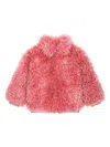 Dolce & Gabbana Dg-logo Faux-fur Coat In Pink