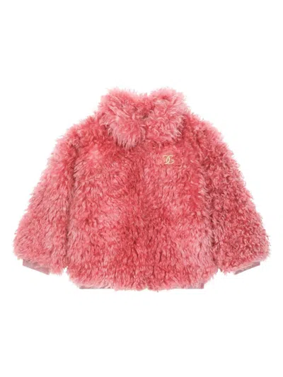 DOLCE & GABBANA DG-LOGO FAUX-FUR COAT