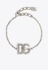 Shop Dolce & Gabbana Dg Logo Fine Link Bracelet In Silver