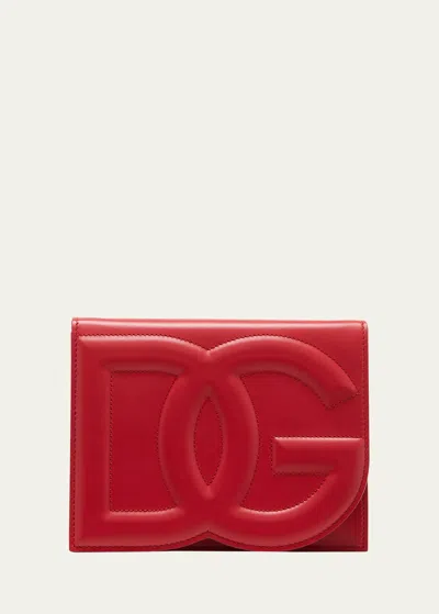 Dolce & Gabbana Dg Logo Flap Leather Shoulder Bag In Bianco Otti