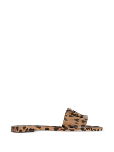 Dolce & Gabbana Dg Logo Flat Sandals In Animal Print