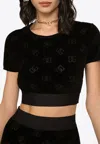 Dolce & Gabbana Flocked Jersey T-shirt With All-over Dg Logo In Black