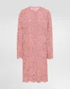 Dolce & Gabbana Pink Lace Tube Longuette Dress In Pink