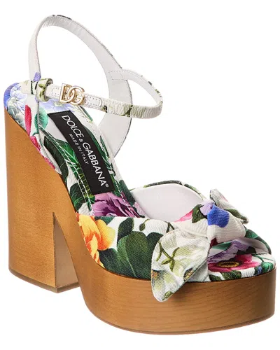 Dolce & Gabbana 85mm Keira Textile Clog Sandals In Multicolor