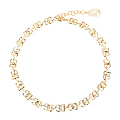 Dolce & Gabbana Dg Logo Golden Logo Brass Necklace