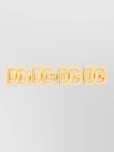 Dolce & Gabbana Dg Logo Hair Clip Chunky Statement In Gold