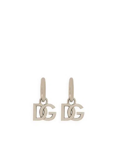 Dolce & Gabbana Dg-logo Hoop Earrings In Silber