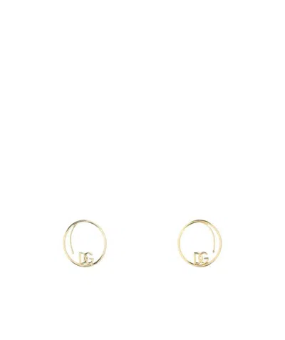Dolce & Gabbana Dg Logo Hoop Earrings In Yellow
