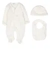 Dolce & Gabbana Jacquard Three-piece Babywear Set In Neutrals