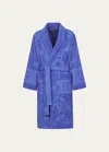 Dolce & Gabbana Dg Logo Jacquard Bathrobe In Blue