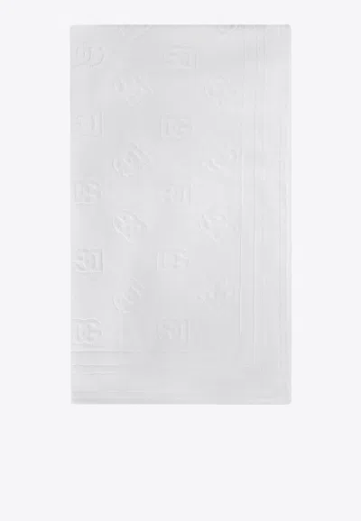 Dolce & Gabbana Dg Logo Jacquard Beach Towel In White