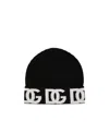 Dolce & Gabbana Dg Logo Jacquard Beanie In Black
