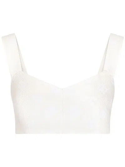 Dolce & Gabbana Logo-jacquard Cropped Top In Natural_white