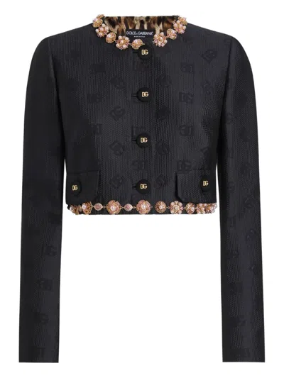 Dolce & Gabbana Dg Logo-jacquard Jacket In Black