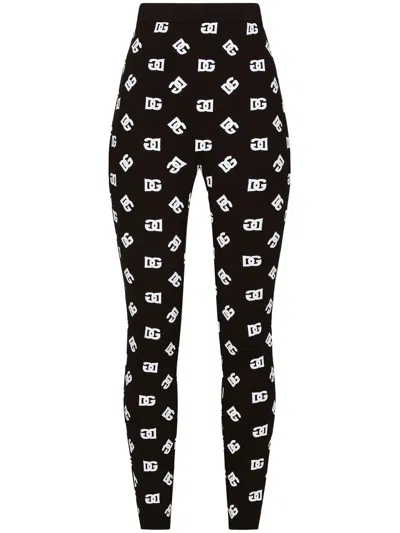 Dolce & Gabbana Dg Logo Jacquard Leggings In Multicolor