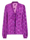 Dolce & Gabbana Chiffon Jacquard Shirt With Dg All-over Logo In Purple